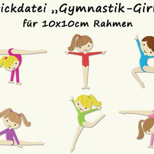 Stickdatei GYMNASTIK GIRLS  Turnen Sport Mädchen Gymnastic Girls Sports machine embroidery design child children