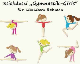 Stickdatei GYMNASTIK GIRLS  Turnen Sport Mädchen Gymnastic Girls Sports machine embroidery design child children