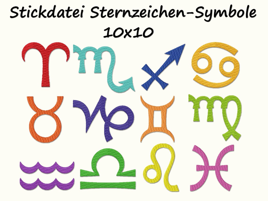 Stickdatei Sternzeichen Symbole Zodiac Stickmuster embroidery - Etsy.de