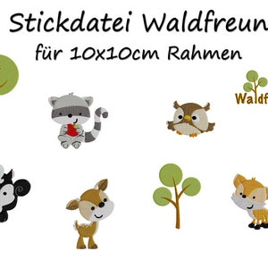Embroidery file WALDFREUNDE 8-pc. Forest Animals Deer Fox Owl Tree Forest Animals forest woodland embroidery design