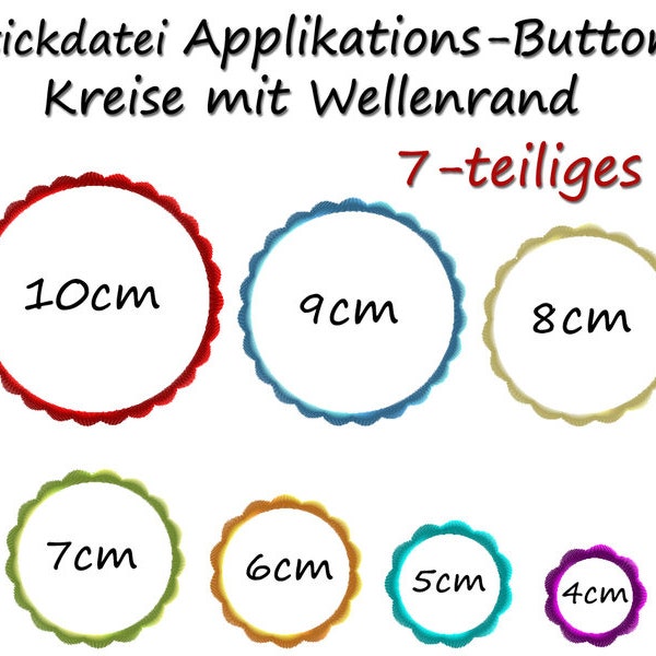 Stickdatei  Applikations-Rahmen Kreis Wellenrand embroidery design scalloped circle buttons