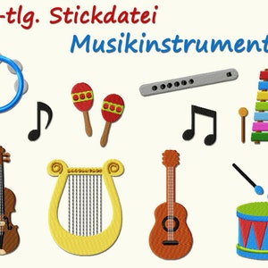 Embroidery file MUSIC INSTRUMENTS Music Instruments Sheet Music Instruments Music Instrument machine embroidery design Note Drum Guitar vibes