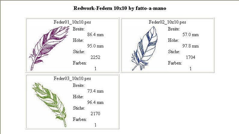 Embroidery file REDWORK-SPRING FEATHERS Feathers Redwork image 3