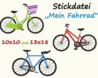 Stickdatei MEIN FAHRRAD Fahrräder Bike radfahren machine embroidery design Rad bicycle