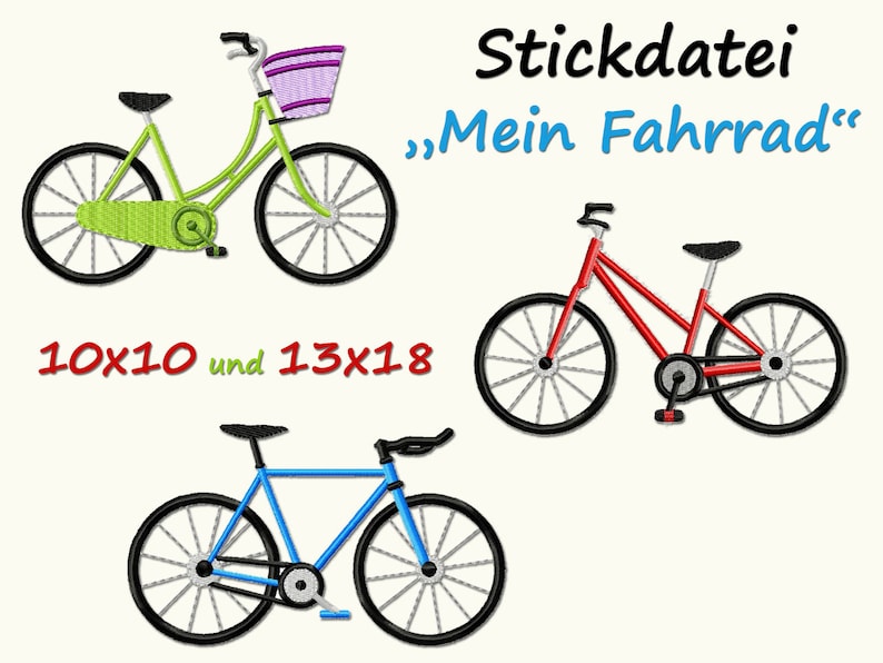 Stickdatei MEIN FAHRRAD Fahrräder Bike radfahren machine embroidery design Rad bicycle Bild 1