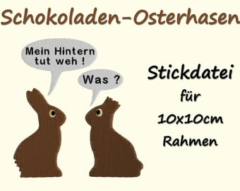 Stickdatei SCHOKOLADEN-OSTERHASEN Ostern Hase embroidery design easter bunny chocolate bunnies
