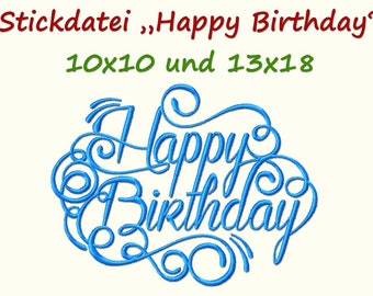 Stickdatei HAPPY BIRTHDAY Schriftzug Geburtstag