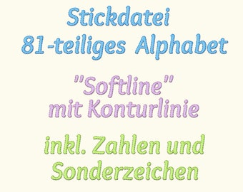 Archivo de bordado ALPHABET SOFTLINE 81-pcs. Contorno ABC.