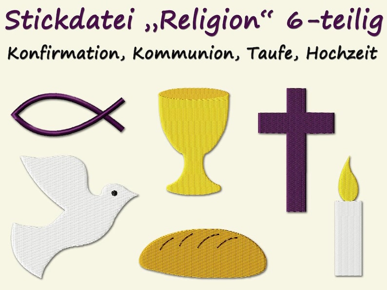 Stickdatei Taufe Religion Konfirmation Kommunion embroidery design christening communion Bild 1