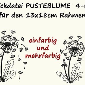 Stickdatei PUSTEBLUME Löwenzahn Dandelion Bild 1