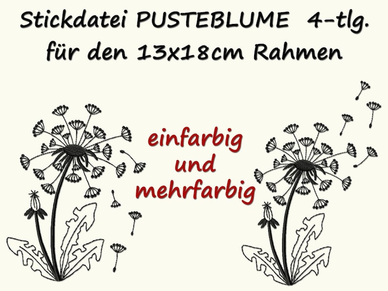 Stickdatei PUSTEBLUME Löwenzahn Dandelion Bild 1