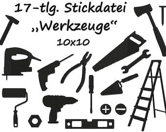 Stickdatei WERKZEUGE 17 Silhouetten Tools Männer