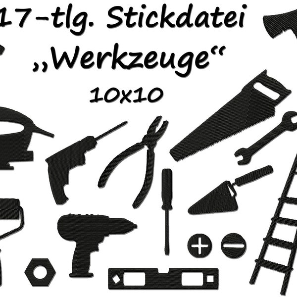 Stickdatei WERKZEUGE 17 Silhouetten Tools Männer