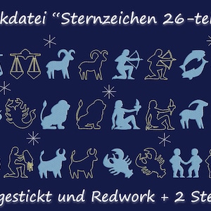 Stickdatei STERNZEICHEN 26-teilig Horoskop Zodiac Bild 1