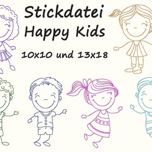 Stickdatei HAPPY KIDS fröhliche Kinder Doodles Bild 1