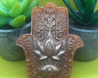 Hamsa shaped soap with citrus scent