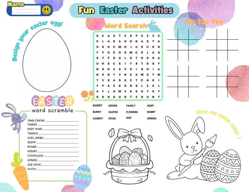 Fun Easter Activities Printable Sheet Etsy