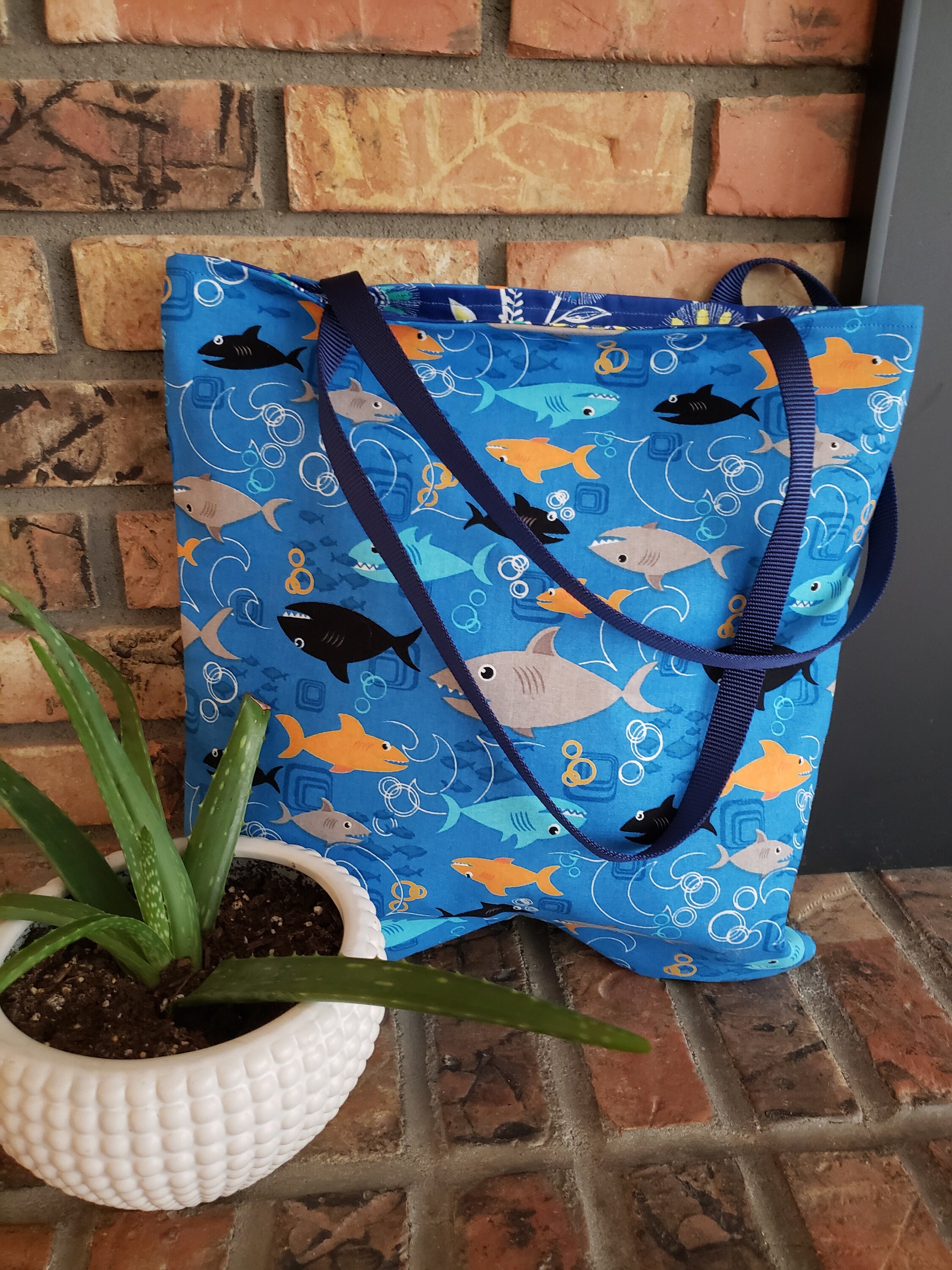Fish cotton print/Tote bag/Shoulder bag/Fish Etsy