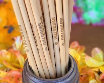 30 Plain or Custom Engraved Bamboo Straws 8" for party, wedding favors, Eco friendly gifts, bamboo straw, Zero Waste vegan, paille en bamboo