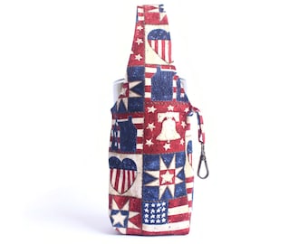 Patriotic foldable tumbler bag, water bottle carrier, eco friendly coffee cup holder, bubble tea cup holder, tumbler carrier, boba carrier