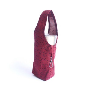 Red foldable tumbler bag, water bottle carrier, eco friendly coffee cup holder, bubble tea cup holder, tumbler carrier, boba carrier