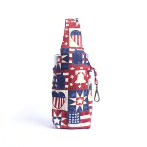 Patriotic foldable tumbler bag, water bottle carrier, eco friendly coffee cup holder, bubble tea cup holder, tumbler carrier, boba carrier