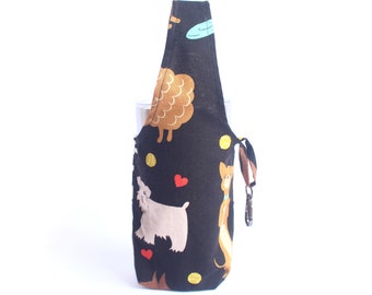 Puppies foldable tumbler bag, water bottle carrier, eco friendly coffee cup holder, bubble tea cup holder, tumbler carrier, boba tea carrier
