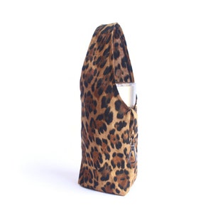 Leopard foldable tumbler bag, water bottle carrier, eco friendly coffee cup holder, bubble tea cup holder, tumbler carrier, boba tea carrier