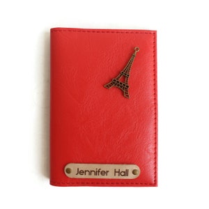 Titular del pasaporte personalizado, cubierta de pasaporte para las mujeres, cubierta de pasaporte rojo, cartera de pasaporte personalizada, caso de pasaporte mujeres, regalo para ella