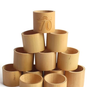 Serviettenringe 70. Geburtstag Dekoration, 70 Jubiläum Servietten Ringe, Serviettenringe vintage, Bambus Serviettenhalter, Bambus Serviettenringe