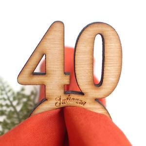 Serviette Ringe personalisieren SET von 8pcs/25pcs, 40. Geburtstag Serviette Ring, 40 Jahre Holz Serviette Ring, Serviette Halter Holz, 40 Jahre Jubiläum