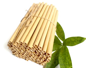 Bamboo Straws - Bulk 140 Plain or Custom Engraved Bamboo Drinking Straws 8" for wedding favors, Eco friendly gifts, bulk straws reusable