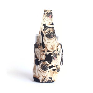 Bulldog foldable tumbler bag, water bottle carrier, eco friendly coffee cup holder, bubble tea cup holder, tumbler carrier, boba tea carrier
