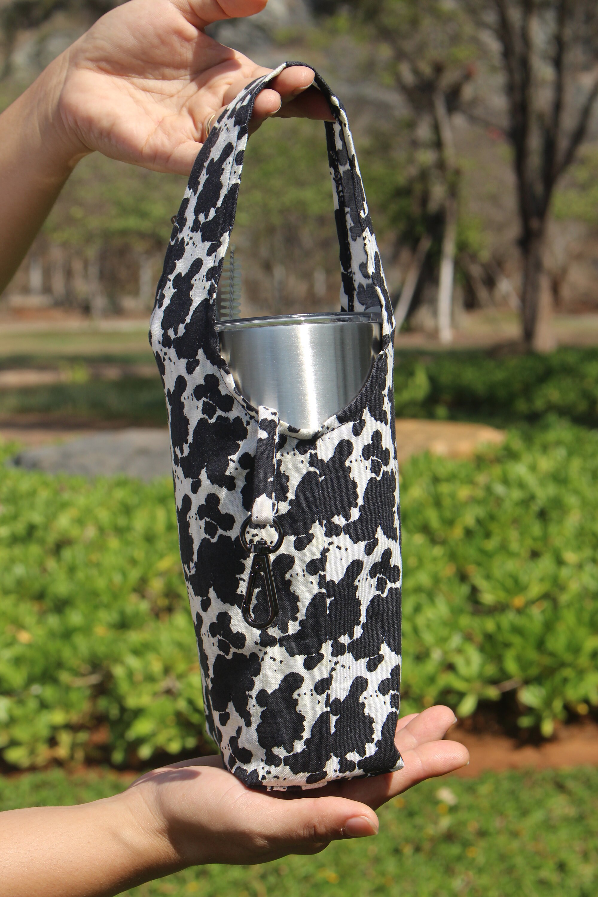 Black and White Foldable Tumbler Bag Water Bottle Carrier Etsy