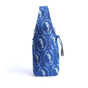 Seahorse foldable tumbler bag, water bottle carrier, eco friendly coffee cup holder, bubble tea cup holder, tumbler carrier, tumbler holder