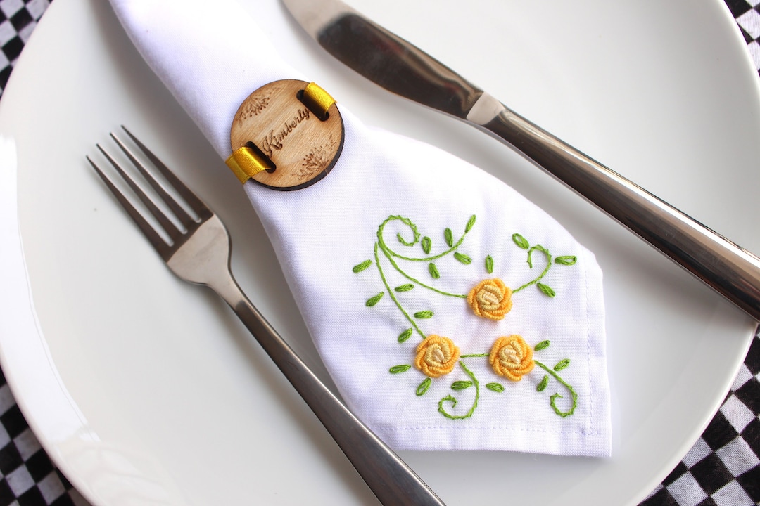 Yellow Napkin Rings SET of 15pcs, Personalized Napkin Rings, Bridal