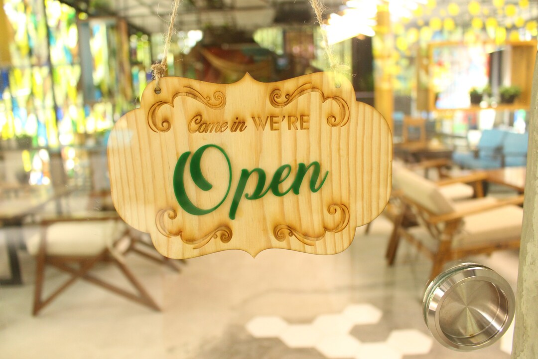 Reversible Open Closed Sign, FREE SHIPPING, Wooden Open Closed Shop ...