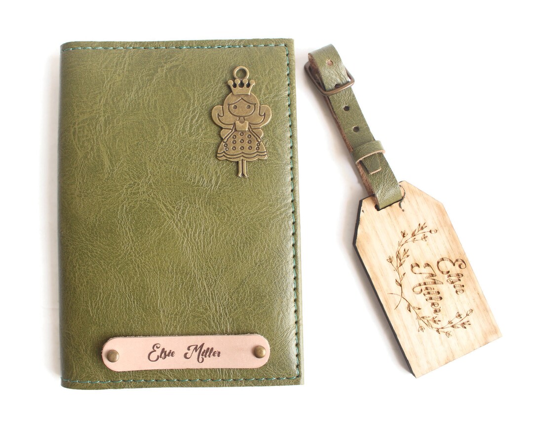 Passport Holder and Luggage Tag Personalized Women Green Etsy