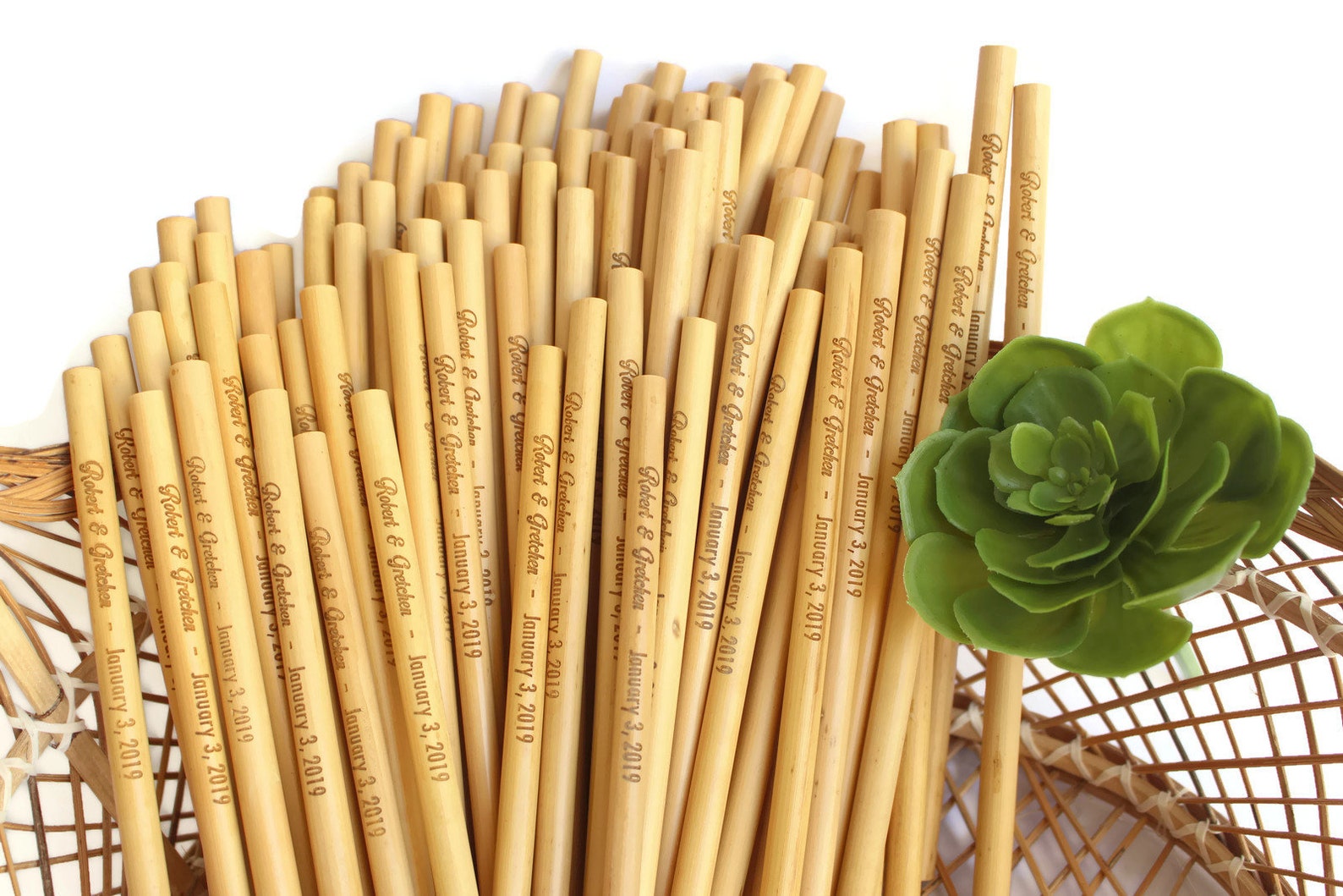Personalized Bamboo straws Reusable straw Custom Engraved Etsy