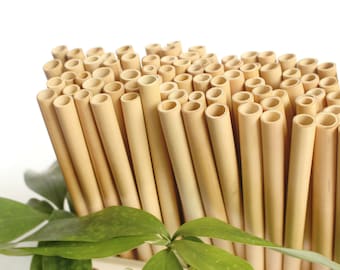 Bamboo Straws - Bulk 500 Plain or Custom Engraved Bamboo Drinking Straws 8" for party, gifts, wedding favors, Eco friendly, Laser Engraving