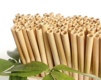 Bamboo Straws - Bulk 500 Plain or Custom Engraved Bamboo Drinking Straws 8" for party, gifts, wedding favors, Eco friendly, Laser Engraving