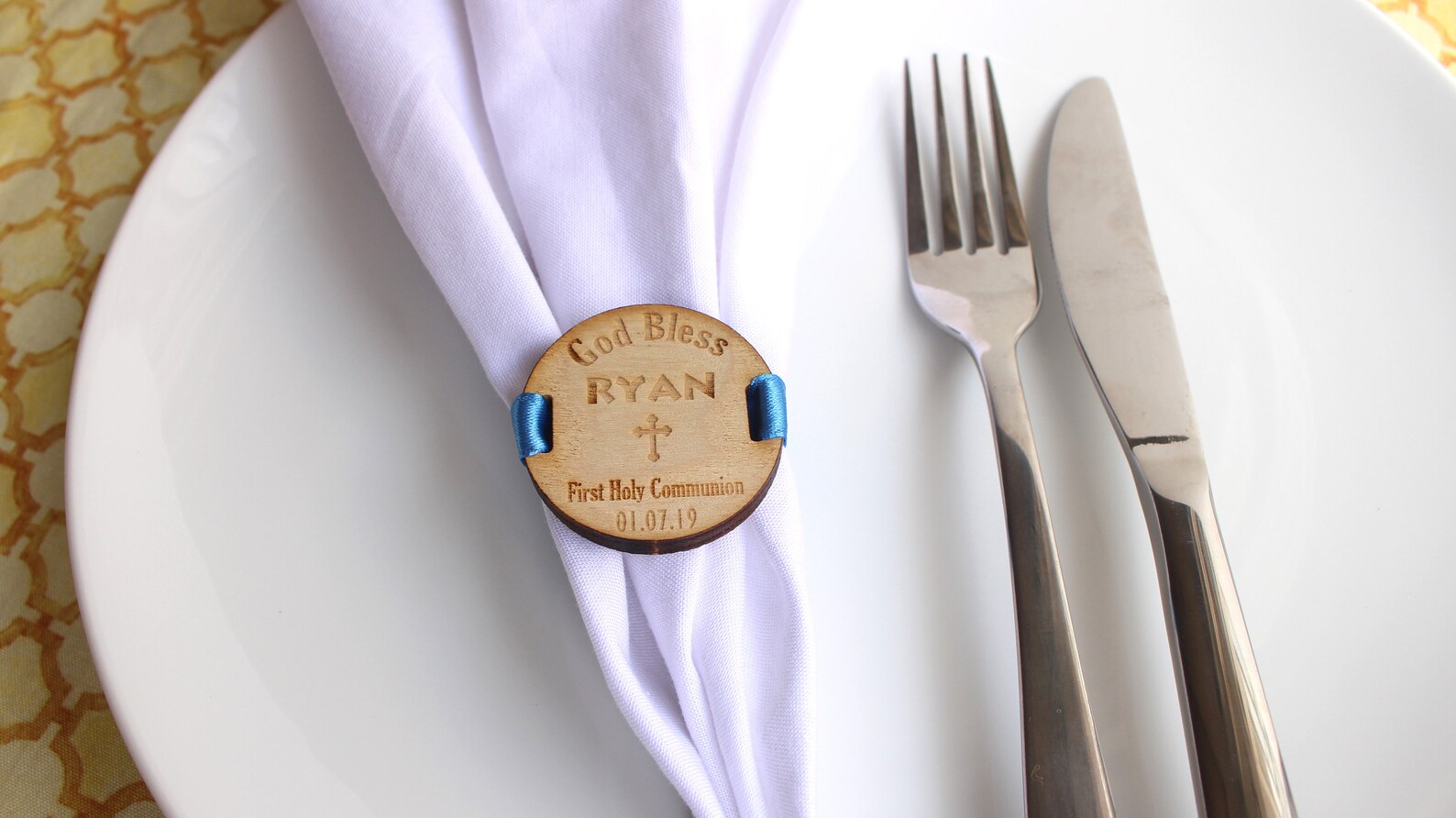 SET of 15pcs First Communion Napkins Ring Personalized Napkin Etsy
