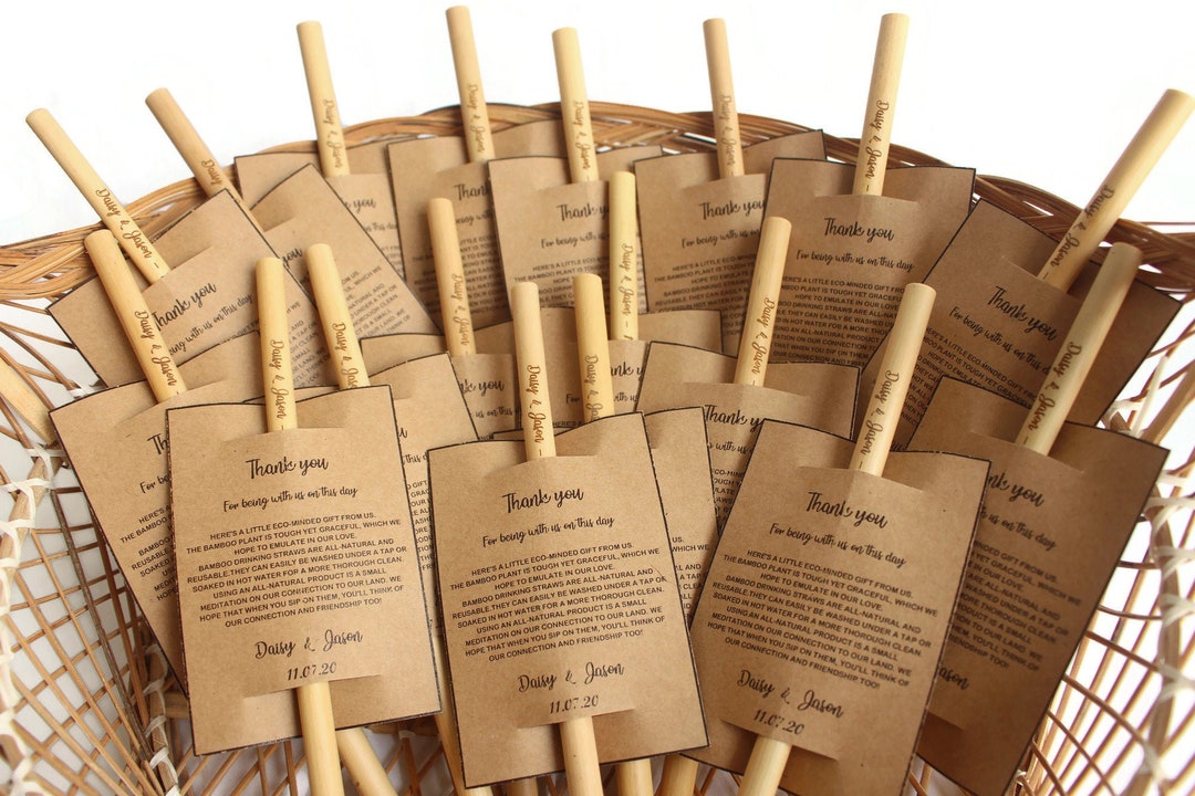 Bamboo Straws Bulk 500 Plain or Custom Engraved Bamboo Drinking Straws 8  for Party, Gifts, Wedding Favors, Eco Friendly, Laser Engraving 