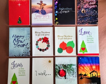 Set di 4 biglietti di auguri per le vacanze di Natale e Capodanno