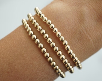 gold stack beaded bracelet name bracelet stacking bracelets gift for her personalized jewelry custom name bracelet gold beaded bracelet