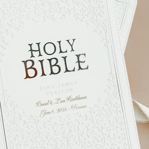 Personalized Wedding Bible Engraved Mr Mrs Names Wedding Date KJV Bible for Bride Engraved Bible for Baptism Gift for Daughter Ceremony image 1