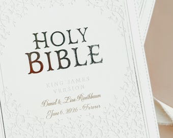 Personalized Wedding Bible Engraved Mr Mrs Names Wedding Date KJV Bible for Bride Engraved Bible for Baptism Gift for Daughter Ceremony