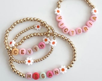custom name bracelet, personalized gifts for mom, Christmas gift for her, boho name jewelry, beaded bracelet, kids name bracelet