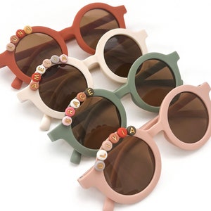 Personalized kids sunglasses with name, baby gender reveal, birthday party favors  personalized gift custom name sunnies handmade baby gift