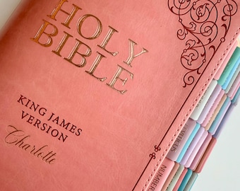 Personalized Bible with Tabs for Women Engraved Name Floral Christian Gift for Mom Baptism Gift for Girl Keepsake Giant Print KJV Bible